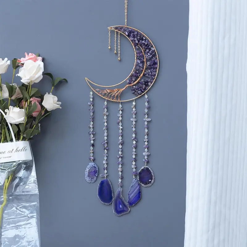🌙Boho Moon Crystal Wall Decor for Cozy Home Ambiance💎