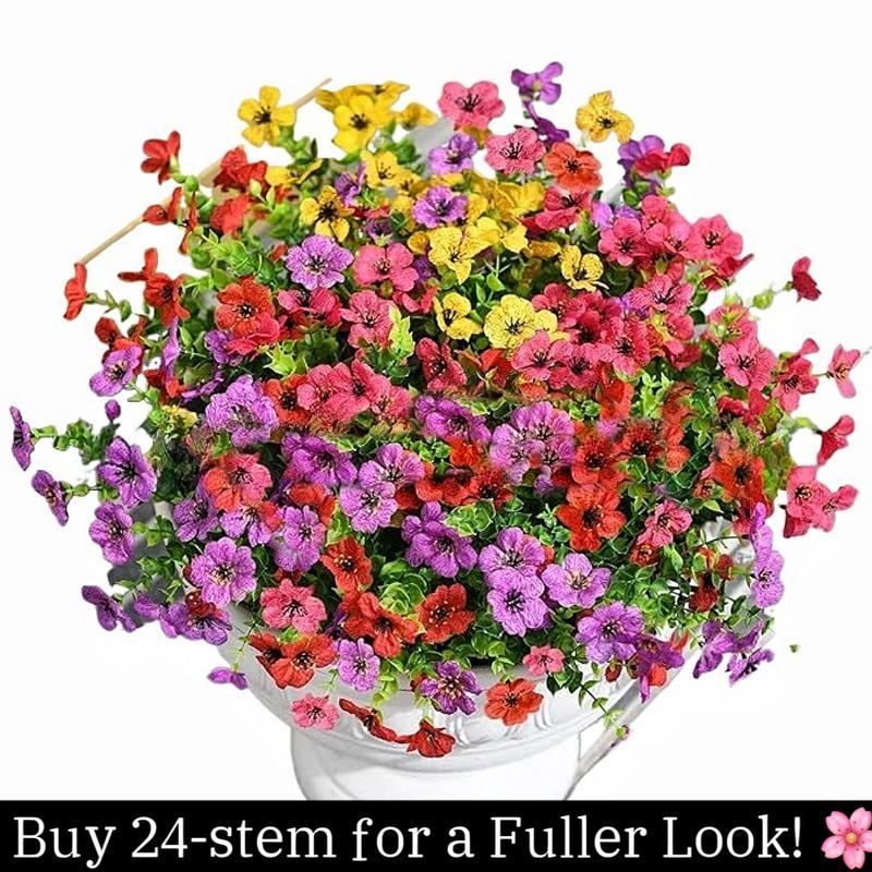 Colorful UV-Resistant Faux Flowers: Artificial Bouquet for Home Party/Garden Decor
