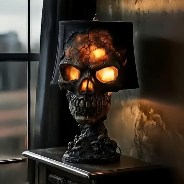 Halloween Lava Skull Lamp Handmade Volcanic Rock Night Light