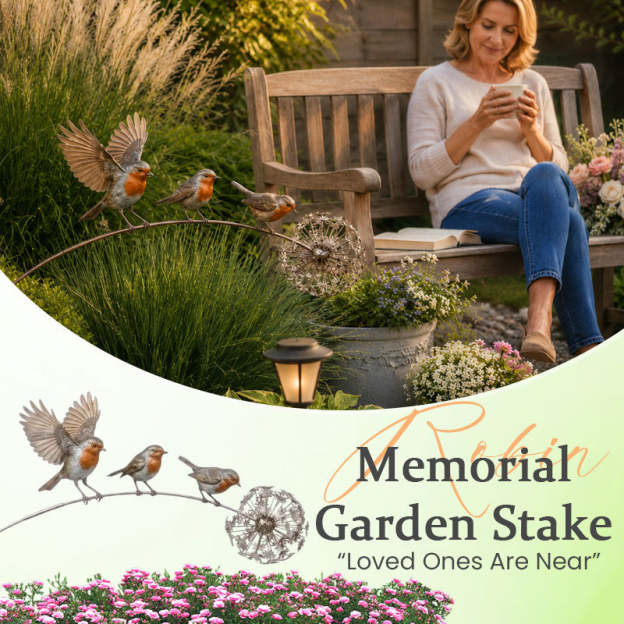 🕊️Robin Memorial Garden Stake – “Loved Ones Are Near”❤️