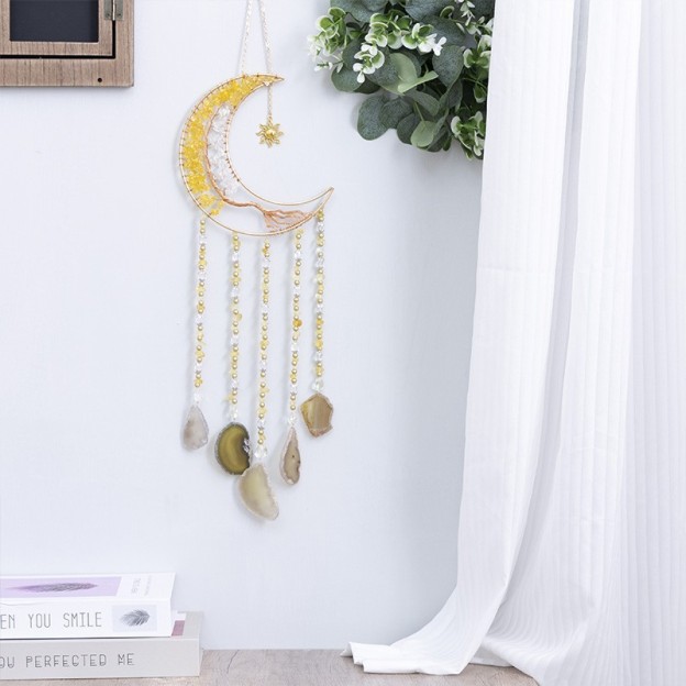 🌙Boho Moon Crystal Wall Decor for Cozy Home Ambiance💎