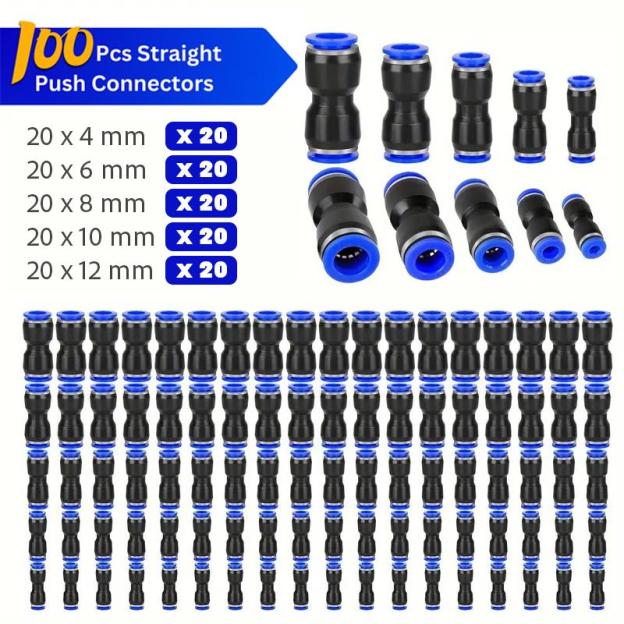 Straight Push Connectors - Quick Connect Air Hose Fittings Tube