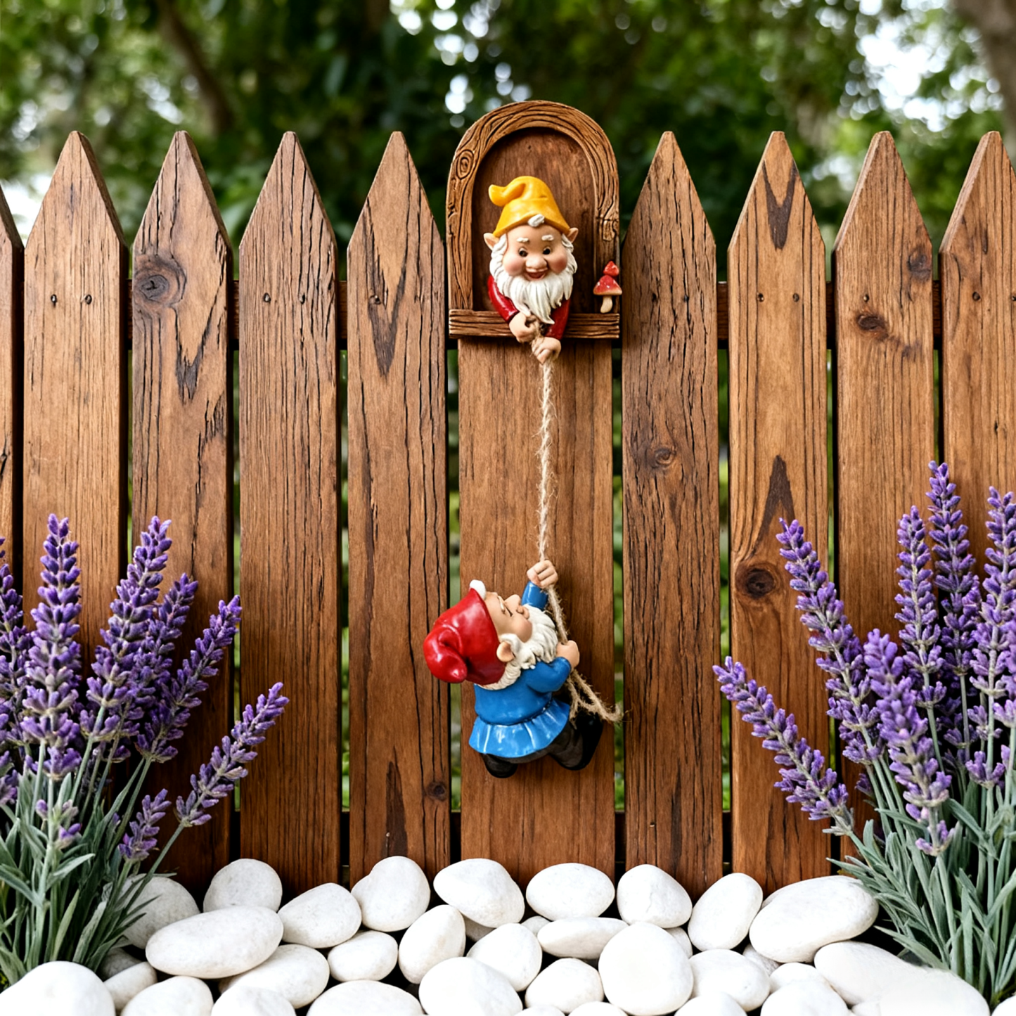 2pcs Whimsical Gnome Climbing Statues - Outdoor Garden Decor & Gift