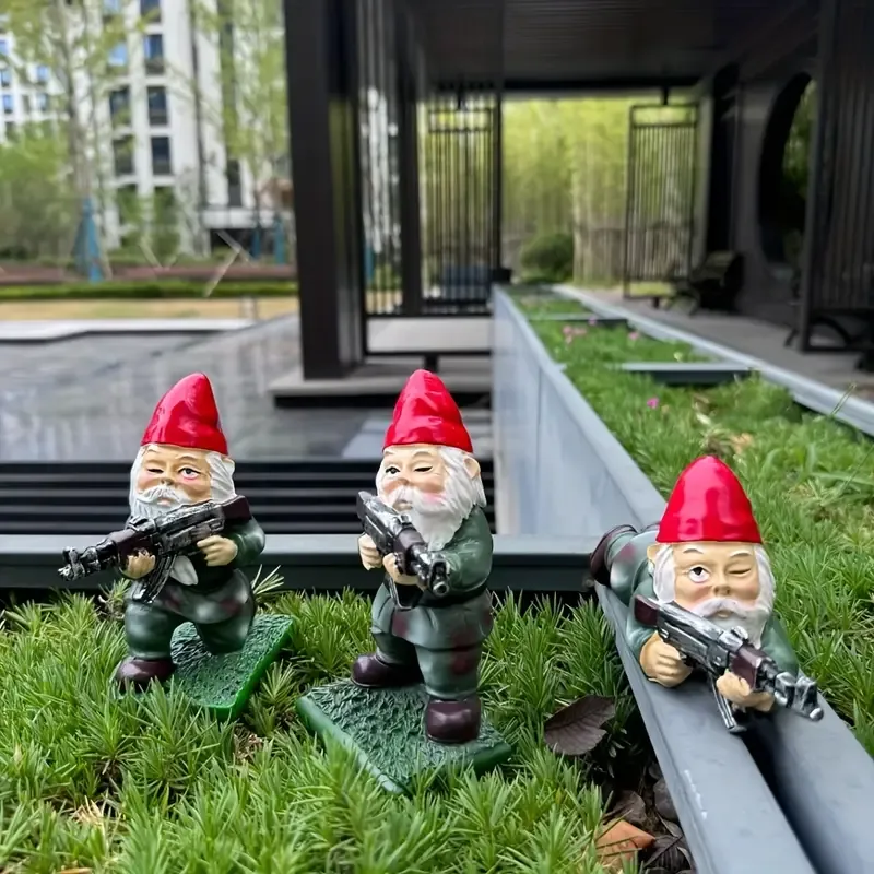 Three dwarf soldiers holding AK-47 rifles