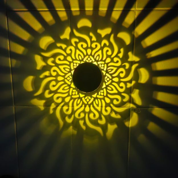 4pcs solar-powered lights themed around peonies, datura, sunflowers, and mandalas.