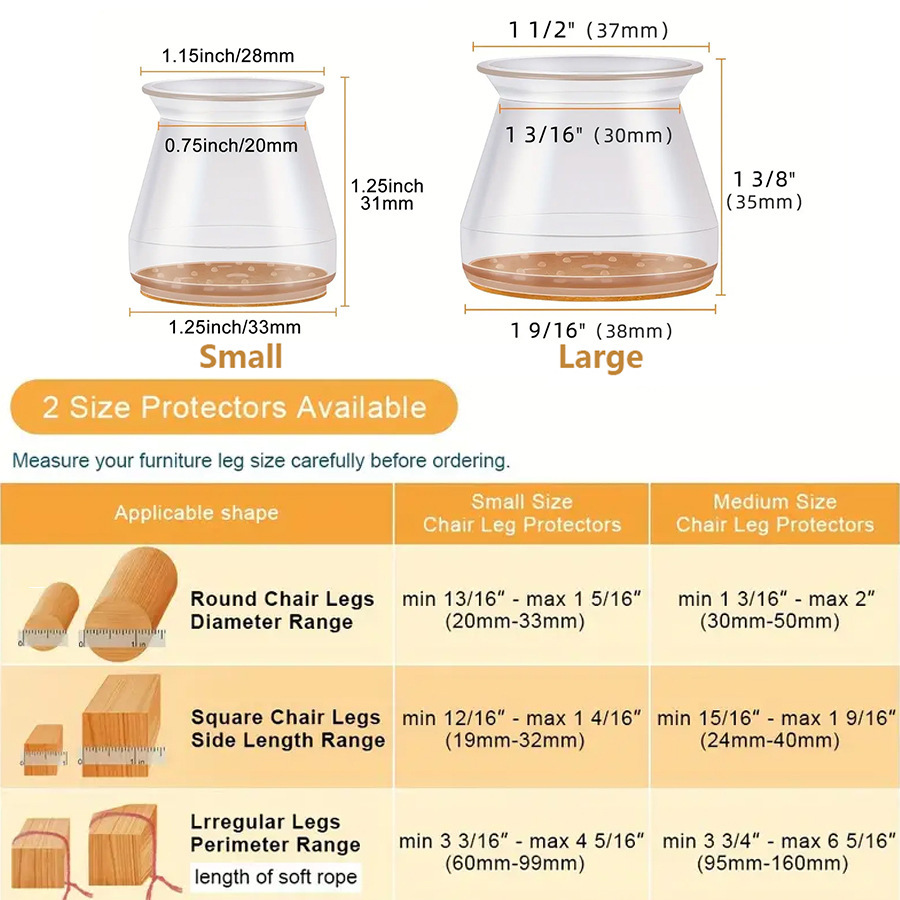 Noiseless Chair Leg Pads – Scratch-Proof Floor Protectors 🌟 Silicone + Felt | Fits Hardwood & Tile | Installs in 3 Secs!