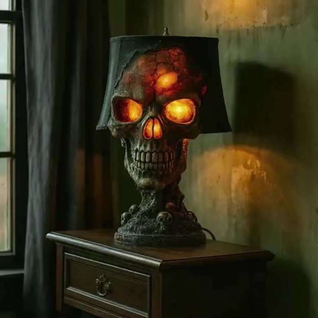 Halloween Lava Skull Lamp Handmade Volcanic Rock Night Light