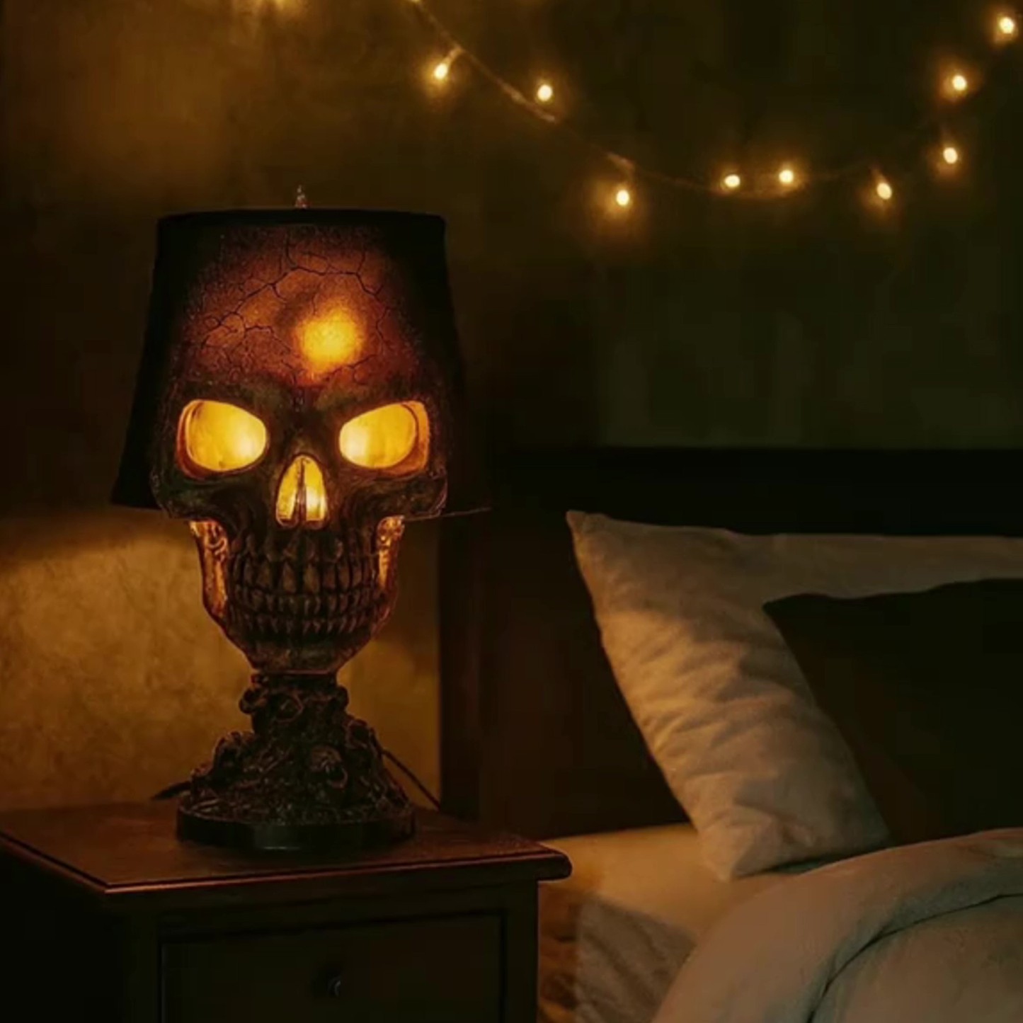 Halloween Lava Skull Lamp Handmade Volcanic Rock Night Light