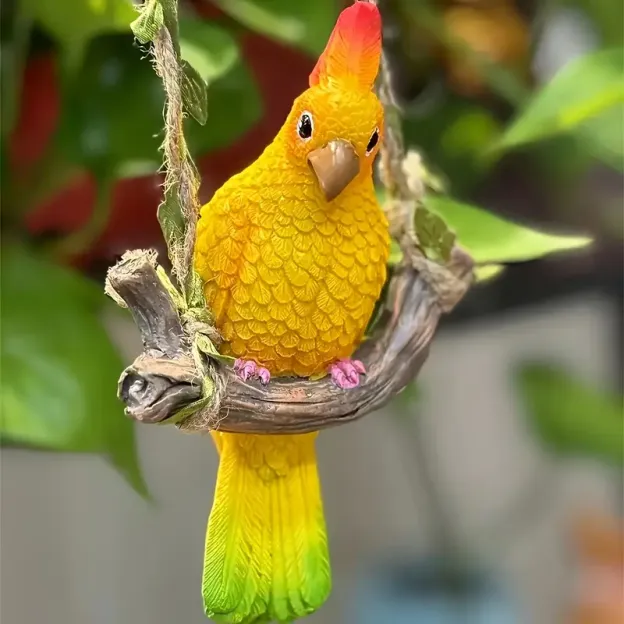 Rustic Resin Parrot Wall Hanging Decor
