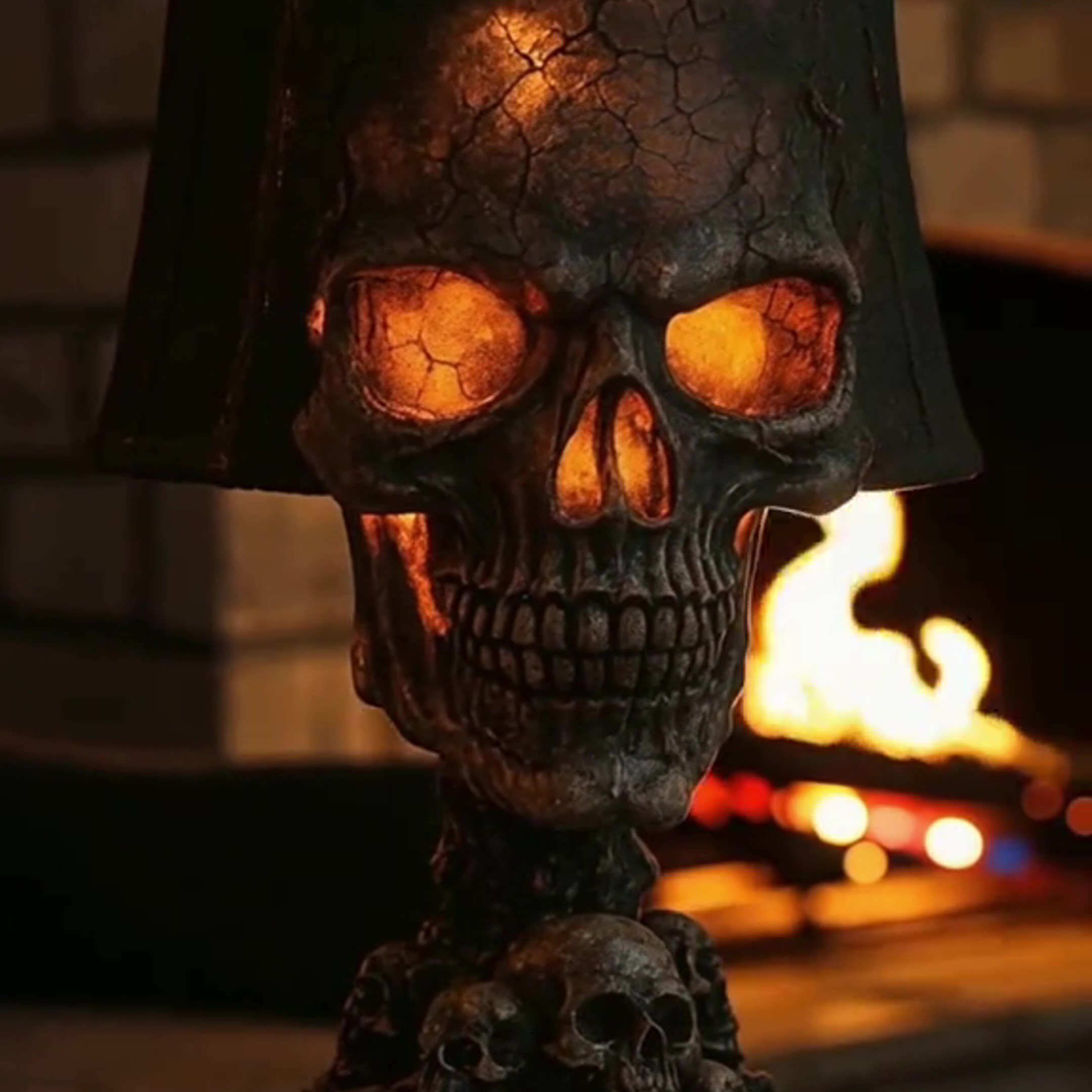 Halloween Lava Skull Lamp Handmade Volcanic Rock Night Light
