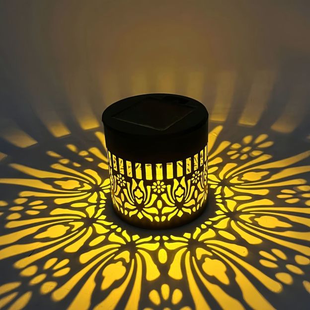 4pcs solar-powered lights themed around peonies, datura, sunflowers, and mandalas.