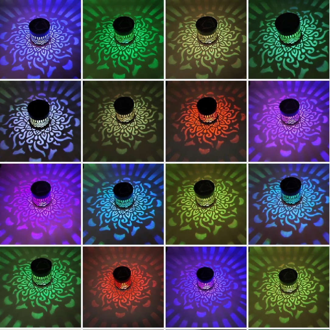 4pcs solar-powered lights themed around peonies, datura, sunflowers, and mandalas.