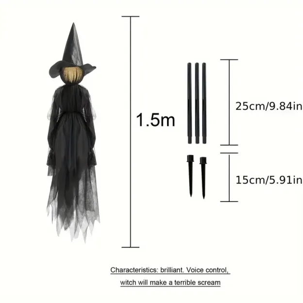 Lighted Halloween WitchStakes