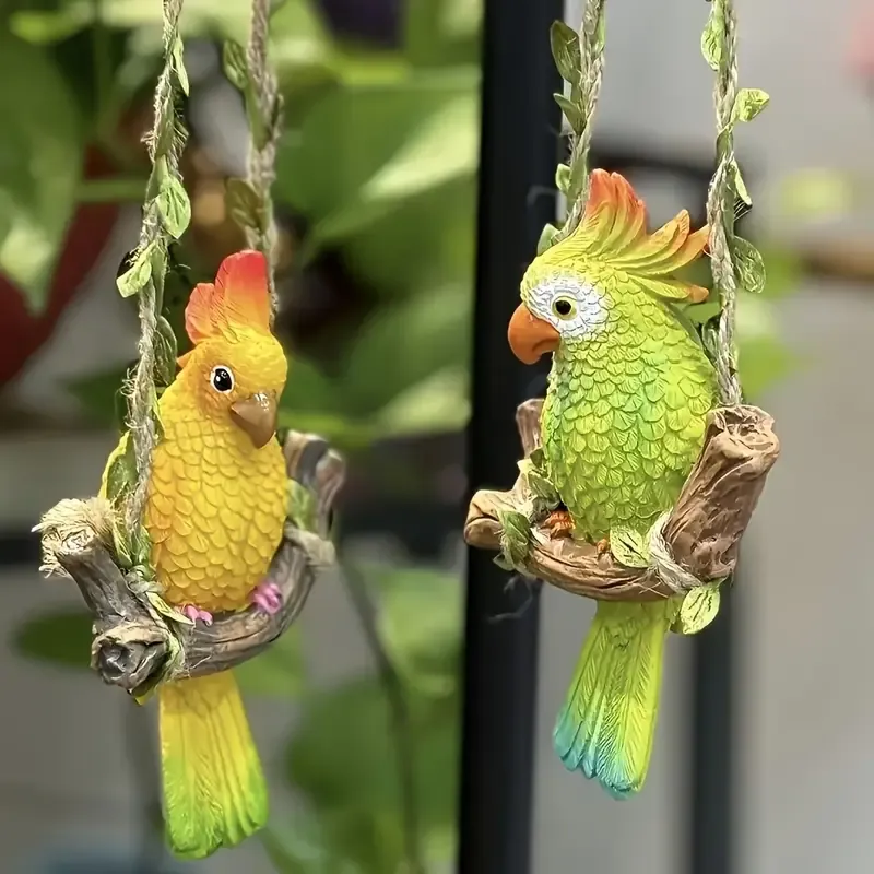 Rustic Resin Parrot Wall Hanging Decor