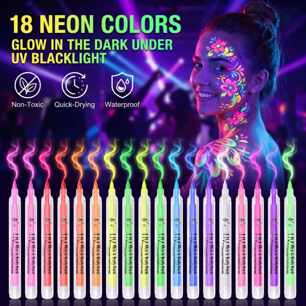 🥳2026 HOT SALE💞50K+ SOLD!🎁UV Glow Face and Body Paint Markers Set