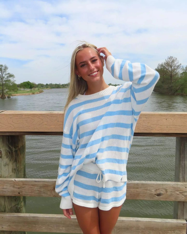 Striped Knit Set, Start Your Comfortable Trend Journey