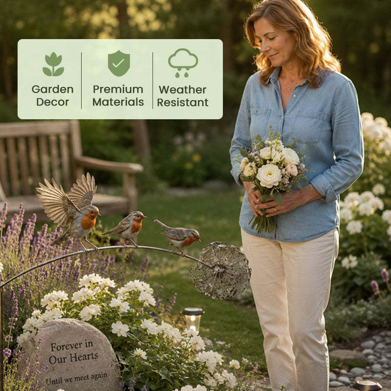 🕊️Robin Memorial Garden Stake – “Loved Ones Are Near”❤️