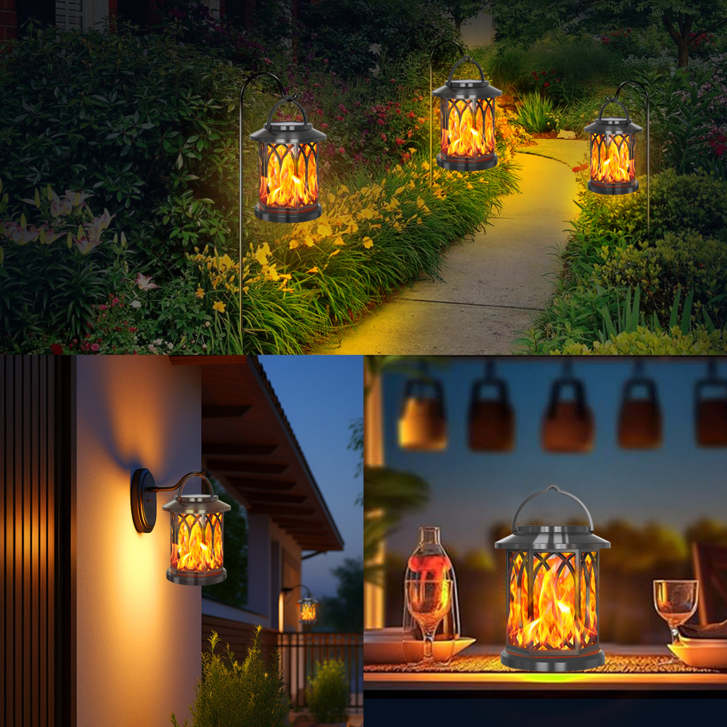🏆Flash Sale⚡ 50K+ SOLD! Almost Gone-💥✨🔥 Upgraded Flickering Flame Solar Lantern Outdoor Waterproof Light