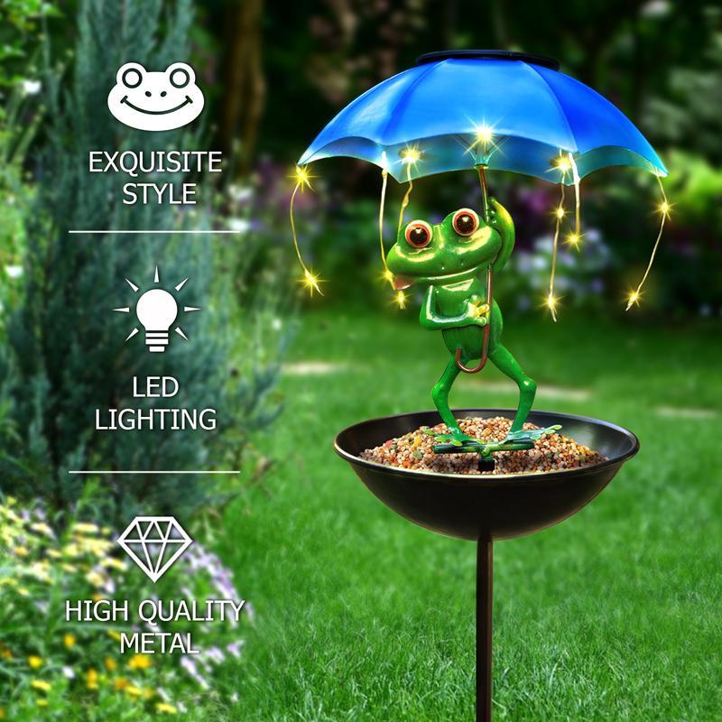 Solar Frog Bird Feeder Light
