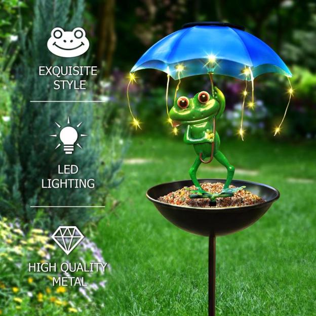 Solar Frog Bird Feeder Light