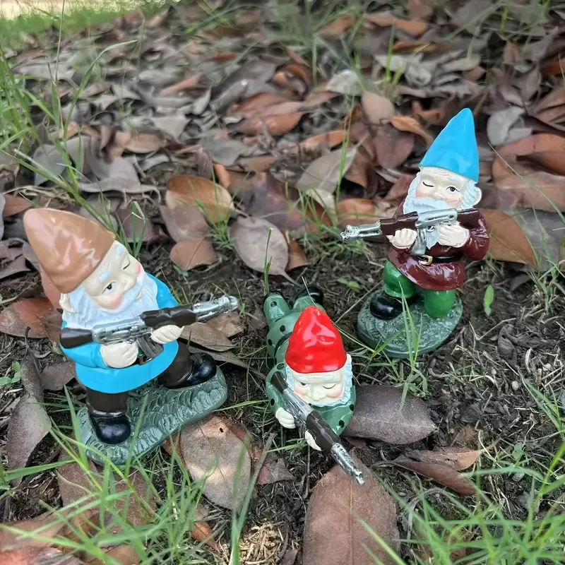 Three dwarf soldiers holding AK-47 rifles