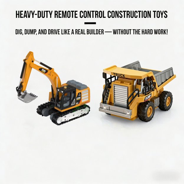 🚜 1:64 Premium Alloy Mini RC Construction Set – Forklift, Excavator & Dump Truck