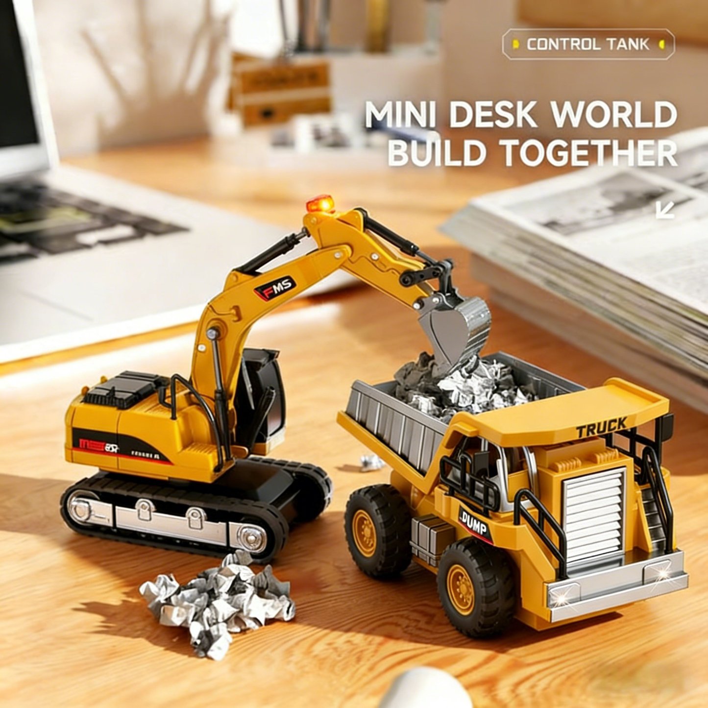 🚜 1:64 Premium Alloy Mini RC Construction Set – Forklift, Excavator & Dump Truck