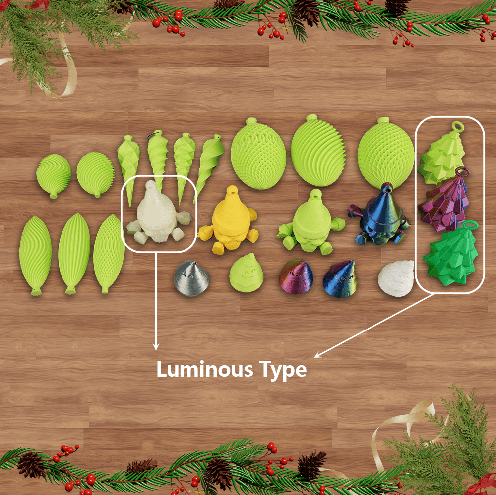 🎄 3D Printed Christmas Tree Ornament Set Gift Pack