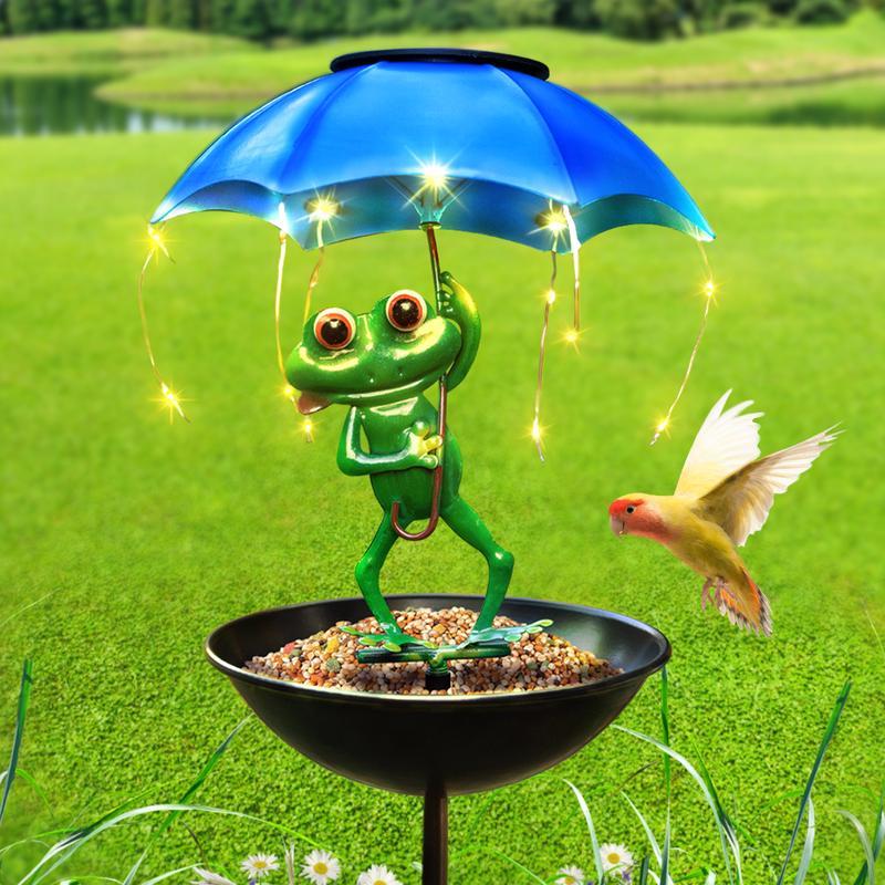 Solar Frog Bird Feeder Light