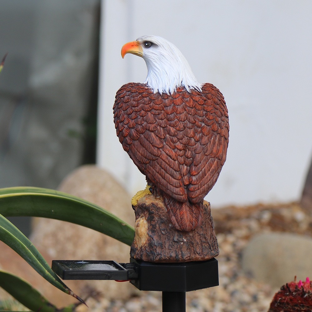 Solar Garden Light Enamel Brown Eagle