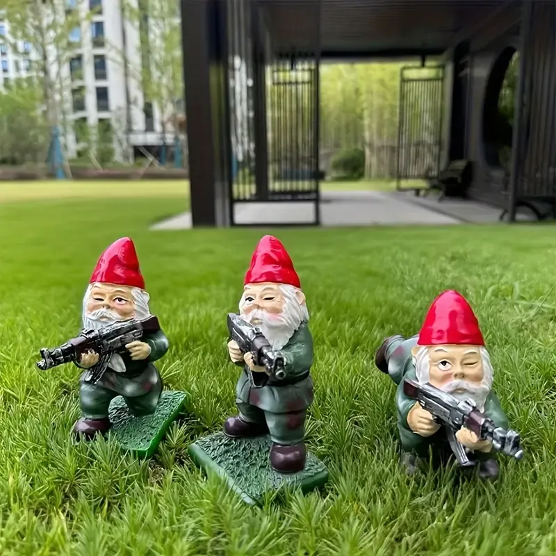 Three dwarf soldiers holding AK-47 rifles