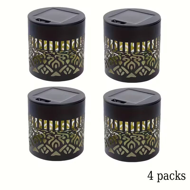 4pcs solar-powered lights themed around peonies, datura, sunflowers, and mandalas.