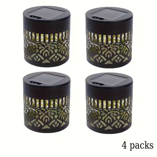 4pcs solar-powered lights themed around peonies, datura, sunflowers, and mandalas.