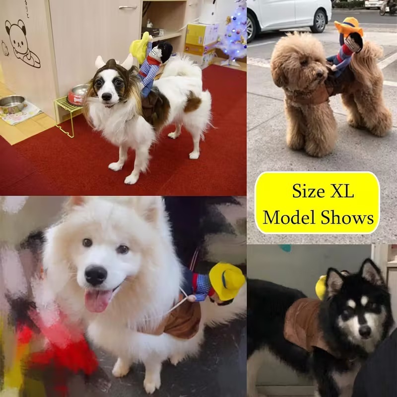 🐕‍🦺Large Cowboy Rider Dog Costume - Adjustable Pet Apparel 