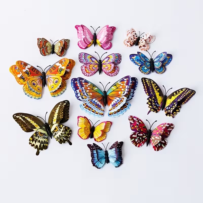 🦋12pcs 3D Butterfly Wall Stickers: Light Up Your Home with Whimsical, Colorful Flair