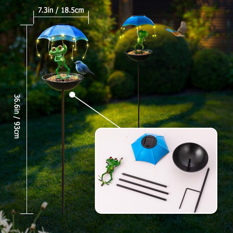 Solar Frog Bird Feeder Light