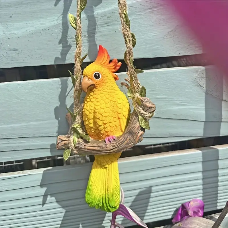 Rustic Resin Parrot Wall Hanging Decor