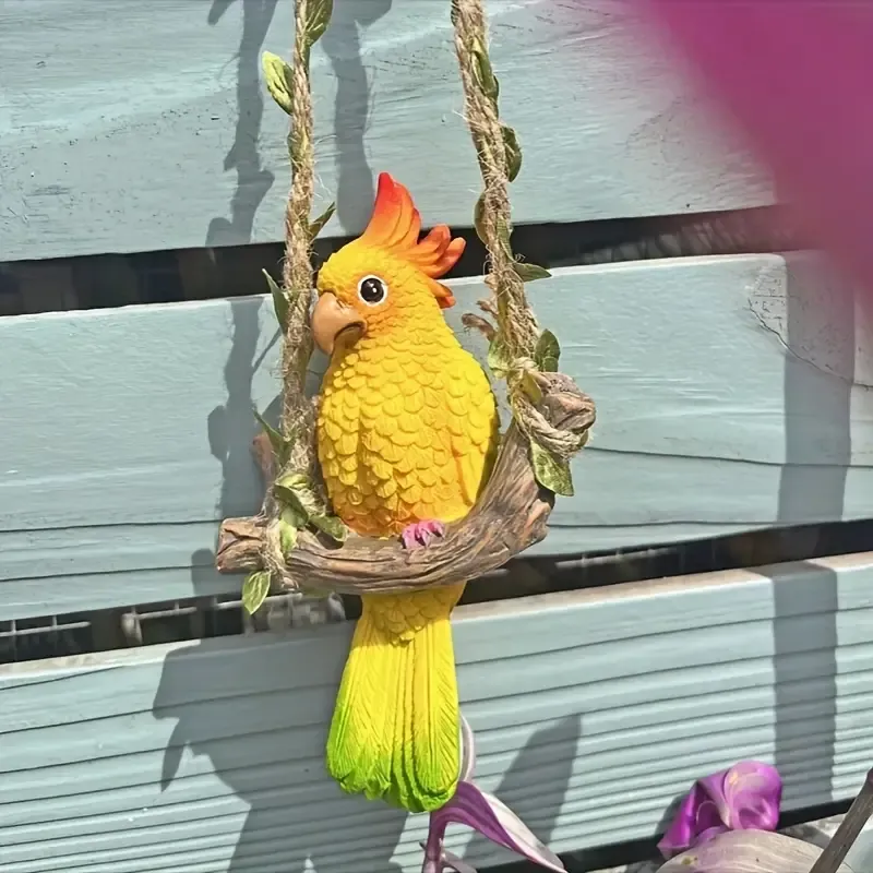 Rustic Resin Parrot Wall Hanging Decor