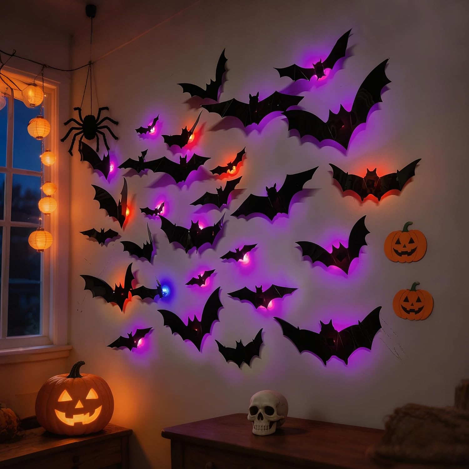 🎃Halloween Colorful LED Bat Lights🦇