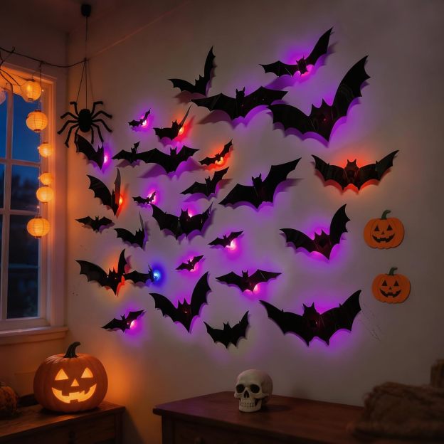 🎃Halloween Colorful LED Bat Lights🦇