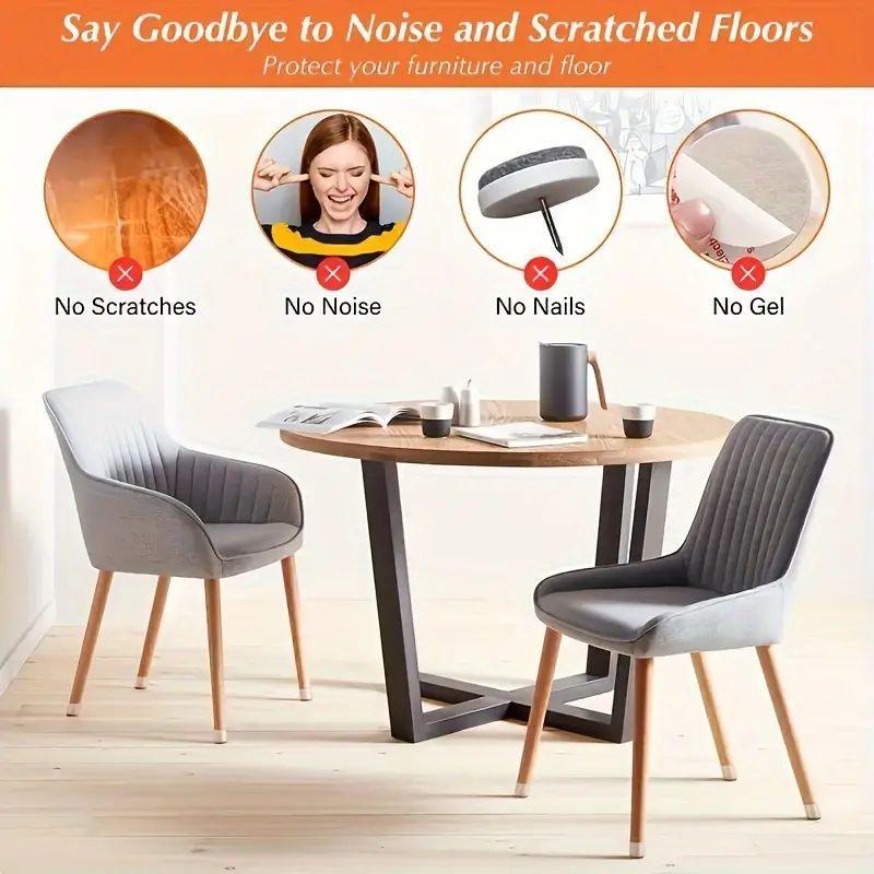 Noiseless Chair Leg Pads – Scratch-Proof Floor Protectors 🌟 Silicone + Felt | Fits Hardwood & Tile | Installs in 3 Secs!