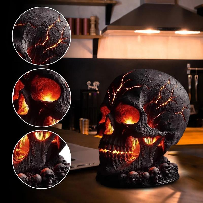 Halloween Lava Skull Lamp Handmade Volcanic Rock Night Light