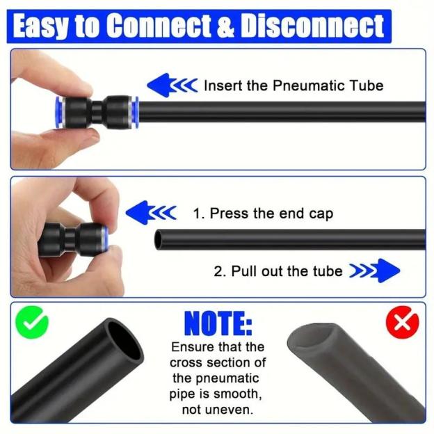 Straight Push Connectors - Quick Connect Air Hose Fittings Tube