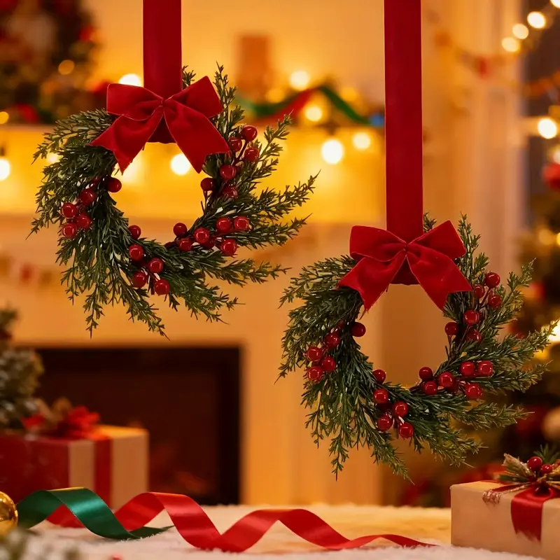 🎄Mini Christmas Wreaths✨ Dainty Size, Maximum Holiday Magic – Instant Festive Elegance for Versatile Use! 🎀