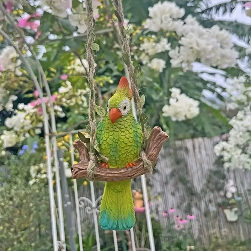 Rustic Resin Parrot Wall Hanging Decor