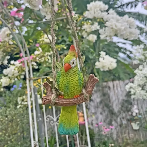 Rustic Resin Parrot Wall Hanging Decor