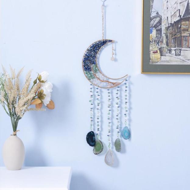 🌙Boho Moon Crystal Wall Decor for Cozy Home Ambiance💎