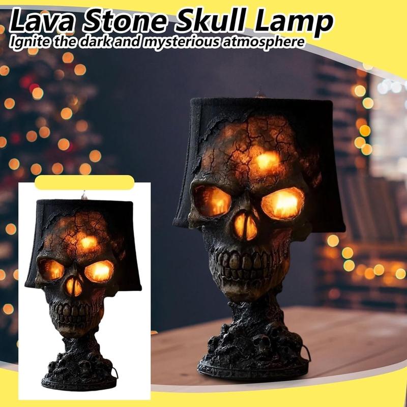 Halloween Lava Skull Lamp Handmade Volcanic Rock Night Light