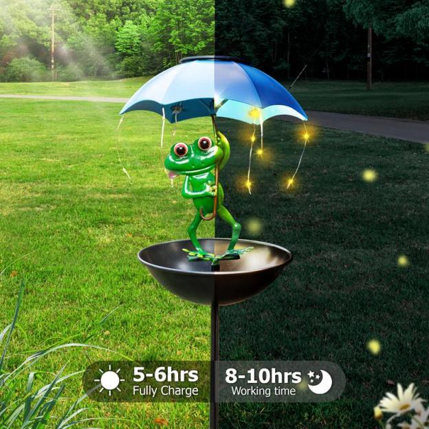 Solar Frog Bird Feeder Light