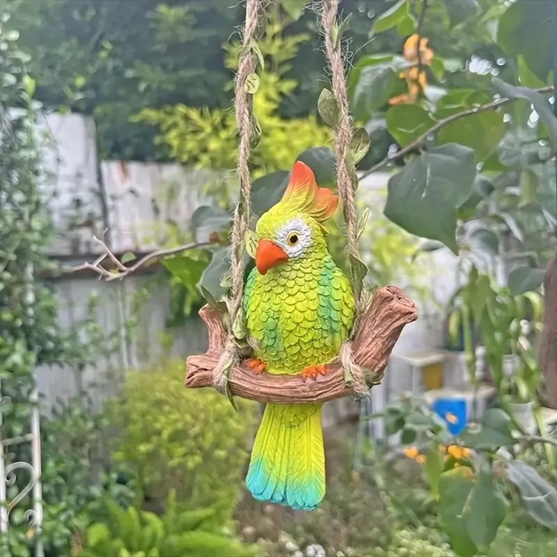 Rustic Resin Parrot Wall Hanging Decor